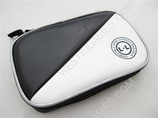 Soft Protective Carrying Leather Pouch with Carabiner Clip for NDSi LL (Black + White)