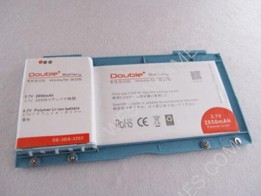 2850MAH 3.7V Double+ Rechargeable Battery Cover Case for Nintendo 3DS - Blue - Image 4