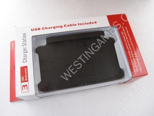 Charger Station with USB Charging Cable Black for N3DS/3DS Console