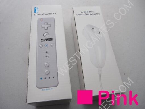 2in1 Wireless Remote Controller Built-in Motion Plus w/ Nunchuk Controller for WII - Pink (NEUTRA)