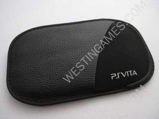 Litchi Nut Pattern Leather Pouch Bag for PSVITA PS VITA - Black