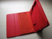 76-Key Wireless Bluetooth Silicon Keyboard Leather Case Cover for Apple iPad 2 iPad 3 - Red