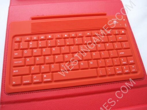 76-Key Wireless Bluetooth Silicon Keyboard Leather Case Cover for Apple iPad 2 iPad 3 - Red - Image 4