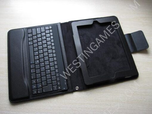 Wireless Bluetooth Plastics ABS Keyboard Leather Case Cover Black for Apple iPad 2 / 3