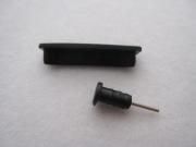 Silicone Dock Cover Headset Dust Cap for iPhone 4 4G 4S - Black