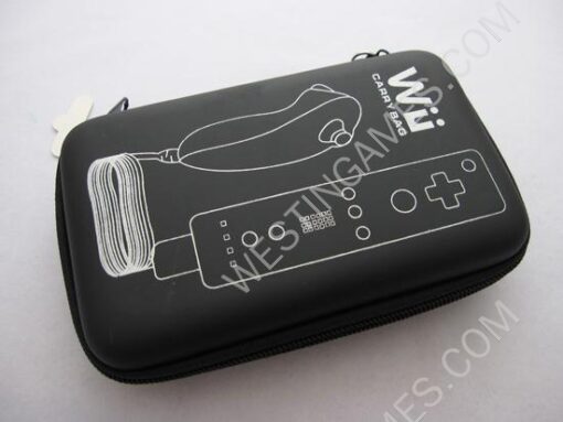 Remote & Nunchuk Controller Set Carry Bag Case for Wii - White/Black