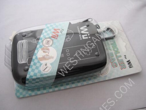 Remote & Nunchuk Controller Set Carry Bag Case for Wii - White/Black - Image 5