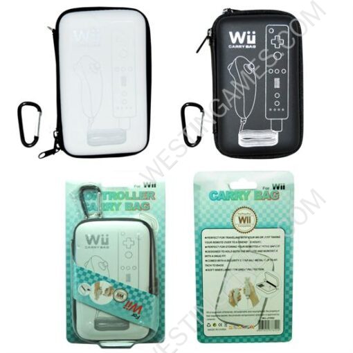 Remote & Nunchuk Controller Set Carry Bag Case for Wii - White/Black - Image 6