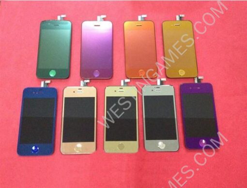 Front Mirror LCD Screen + Touch Screen Digitizer Assembly with Back Cover for iPhone 4 (Colourful)