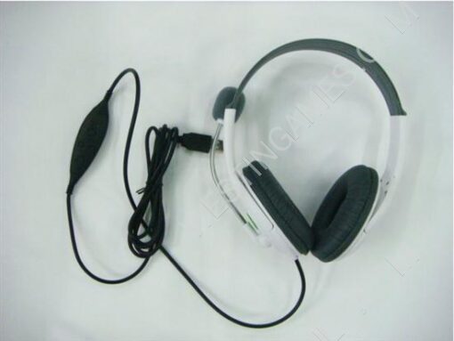 USB Connector Headset Headphone w/ Microphone / Volume Control for PS3/PC- White (180cm-Cable)