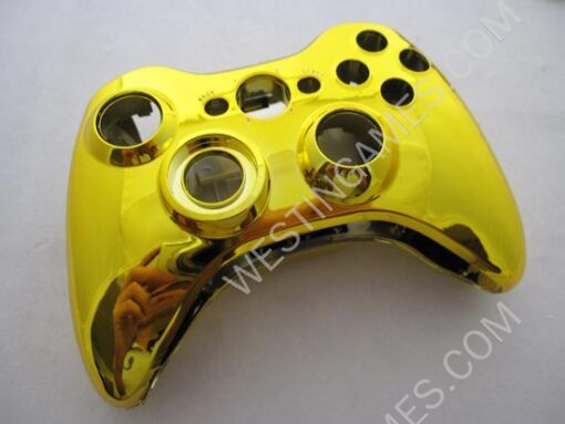 Chrome XBOX 360 Wireless Controller Full Housing Shell Case with Buttons Replacement Plating - Gold - Image 2