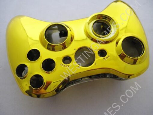 Chrome XBOX 360 Wireless Controller Full Housing Shell Case with Buttons Replacement Plating - Gold - Image 3