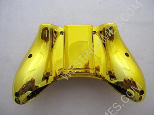 Chrome XBOX 360 Wireless Controller Full Housing Shell Case with Buttons Replacement Plating - Gold - Image 4