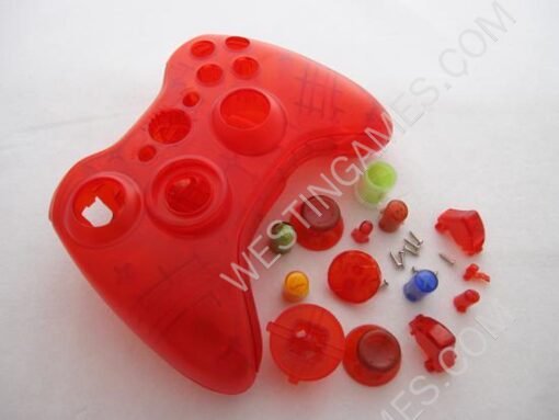 Replacement Housing Shell Case for XBOX360 Wireless Controller - Transparent Red