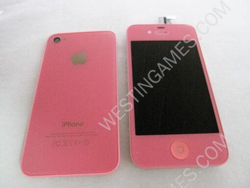 Full LCD Screen + Touch Screen Digitizer Assembly with Back Cover for iPhone 4 - Pink