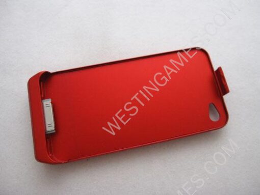1800MAH External Power Pack Battery Charger Stand Case Cover for iPhone 4 4S - Red - Image 3