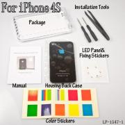 Luminescent Logo Glow Light Mod Kit By LED Panel & Fixing Sticker for iPhone 4S - Black/White