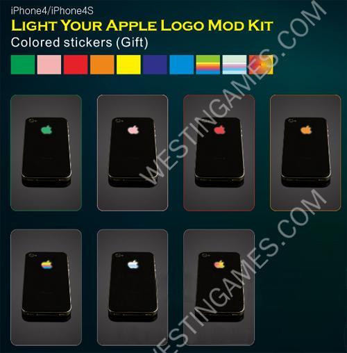 Luminescent Logo Glow Light Mod Kit By LED Panel & Fixing Sticker for iPhone 4S - Black/White - Image 5