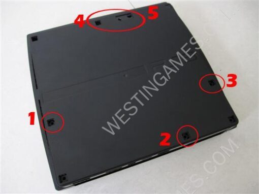 Replacement Screws Feet Plastic Cover Cap Set for PS3 Slim Housing Shell - Black (5 Piece) - Image 3