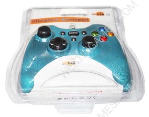 USB 2.0 DualShock Vibration Joystick Controller Flaw Baking Varnish for PC / Laptop - Dark Blue