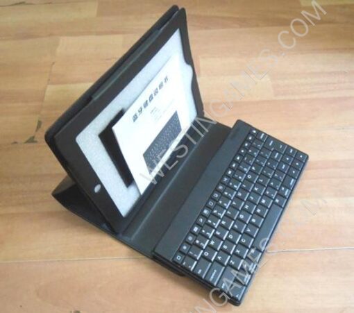 84-Key Wireless Bluetooth ABS Keyboard Leather Case Cover for New iPad 2/3 - Black