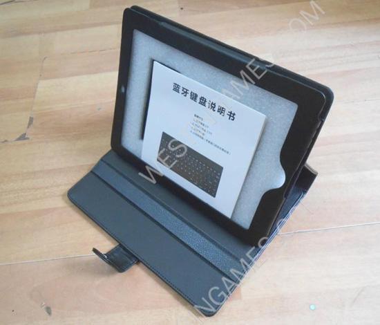 84-Key Wireless Bluetooth ABS Keyboard Leather Case Cover for New iPad 2/3 - Black - Image 2