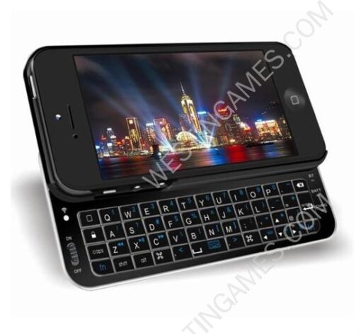 Ultra-Thin Slide-Out Wireless Bluetooth Keyboard for iPhone 5 5G - Black/White