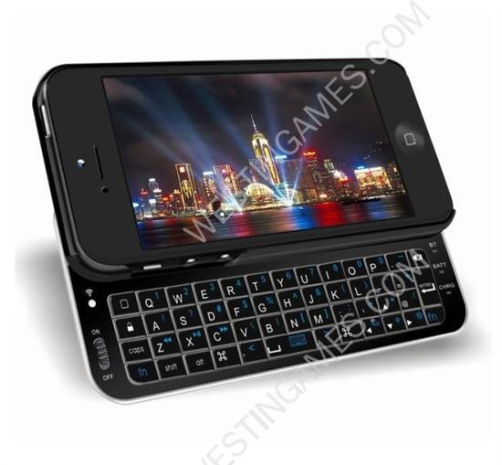 Ultra-Thin Slide-Out Wireless Bluetooth Keyboard for iPhone 5 5G - Black/White