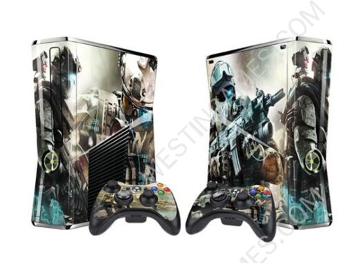 Crystal Epoxy Skin Sticker Colourful for XBOX 360 Slim Console w/ 2 Controller Skin - 246 Themes