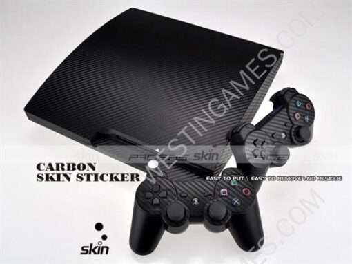 Carbon Fiber Skin Sticker for PS3 Slim Console - Black/Silver