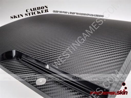 Carbon Fiber Skin Sticker for PS3 Slim Console - Black/Silver - Image 2