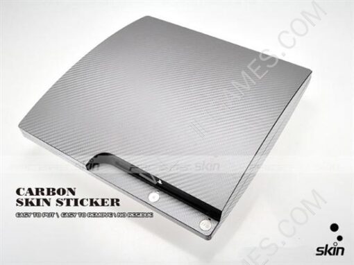 Carbon Fiber Skin Sticker for PS3 Slim Console - Black/Silver - Image 5