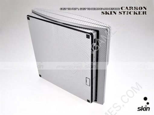 Carbon Fiber Skin Sticker for PS3 Slim Console - Black/Silver - Image 6