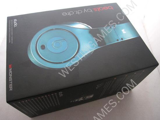 Monster Beats by Dr. Dre Studio Over-Ear Headphone Quality Sound Mirror Chrome- Light Blue (A Grade)