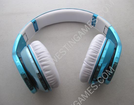 Monster Beats by Dr. Dre Studio Over-Ear Headphone Quality Sound Mirror Chrome- Light Blue (A Grade) 03