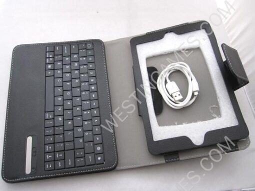 PU Leather Foilo Case with Detachable Bluetooth Keyboard for iPad Mini - Black - Image 2