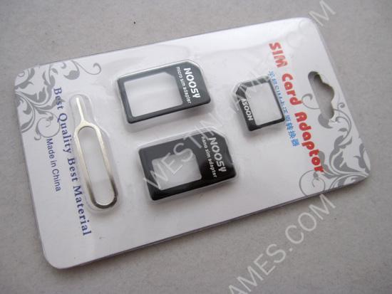 4 in 1 NOOSY Nano Sim to Micro / Standard SIM Card Adapter & Eject Pin For iPhone 5 iPhone 4S 4 3GS