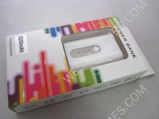 5200MAH 5V Mobile Power Bank Quality Charger for Samsung Galaxy / Apple iPhone iPad Device - White