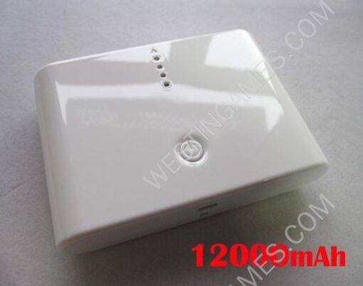 12000mAh External Power Bank Quality Charger for Mobile Phone iPhone iPad / Galaxy/ HTC/ PSP - White