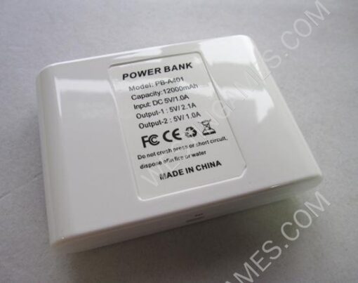 12000mAh External Power Bank Quality Charger for Mobile Phone iPhone iPad / Galaxy/ HTC/ PSP - White - Image 2