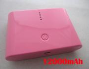 12000mAh External Power Bank Quality Charger for Mobile Phone iPhone iPad / Galaxy/ HTC/ PSP - Pink