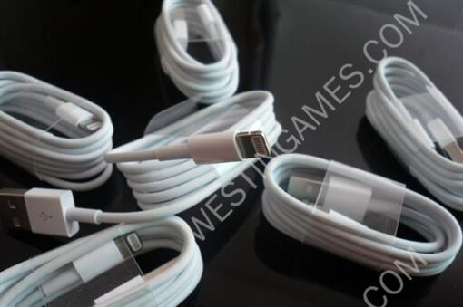 1M Lightning to USB Charging & Data Cable Cord 8 Pin for iPhone 5/5C/5S - White (Silver Port) - Image 2