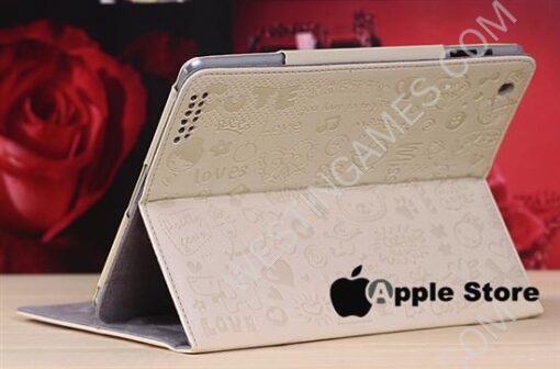 Leather Folio Stand Cover Case Embossed with Cute Lovely Girl for iPad mini - 12 Colors - Image 6