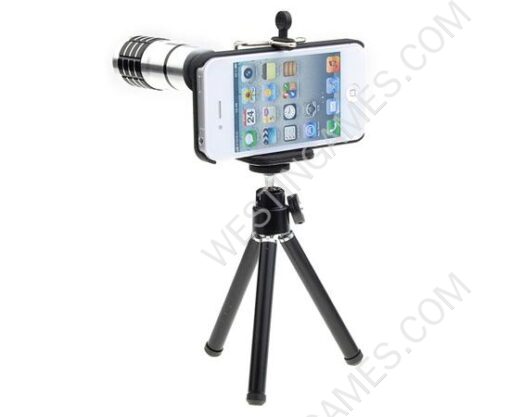 10X Zoom Metal Telescope Camera Lens Kit Magnifier + Tripod Stand + Case for iPhone 4G 4S