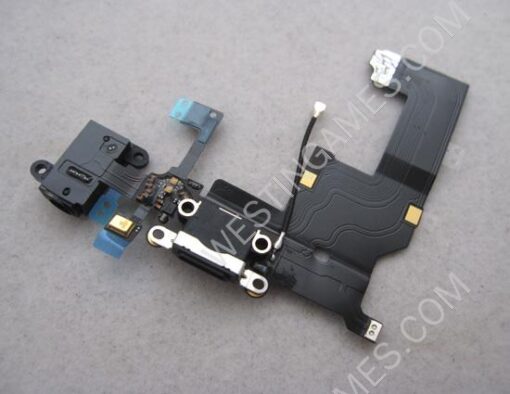 Replacement Charger Lightning Port Dock Assembly with Headphone Jack Flex Cable for iPhone 5 - Black