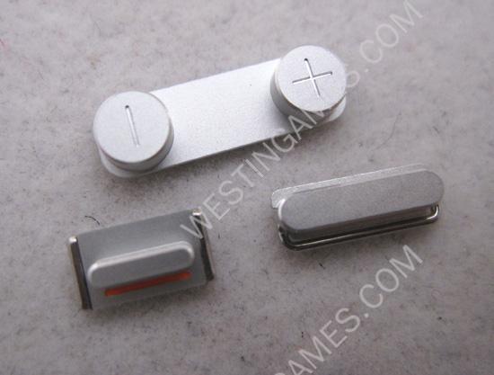 3 in 1 Replacement Power Button + Mute Switch + Volume Rocker Set for iPhone 5 - Silver
