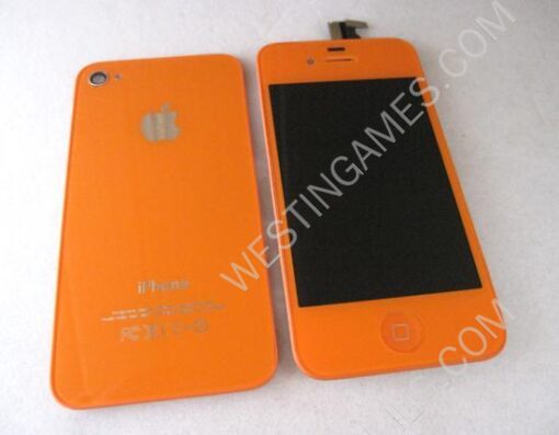 Full LCD Screen + Touch Screen Digitizer Assembly with Back Cover for iphone 4S - Deep Orange