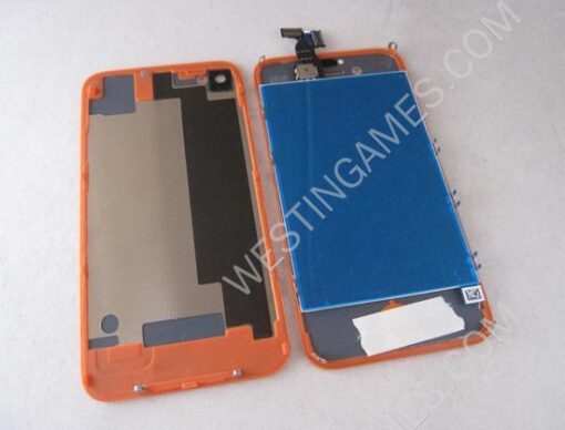 Full LCD Screen + Touch Screen Digitizer Assembly with Back Cover for iphone 4S - Deep Orange - Image 2