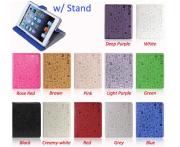 Leather Folio Stand Cover Case Embossed w/ Cute Lovely Girl for iPad mini (w/ Plastic Stand) -Colors