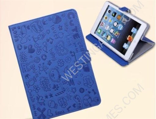 Leather Folio Stand Cover Case Embossed w/ Cute Lovely Girl for iPad mini (w/ Plastic Stand) -Colors - Image 2